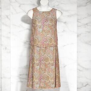 Vintage 90s Paisley Midi Skirt Set Tank Top Boho Outfit Cottagecore Size 12